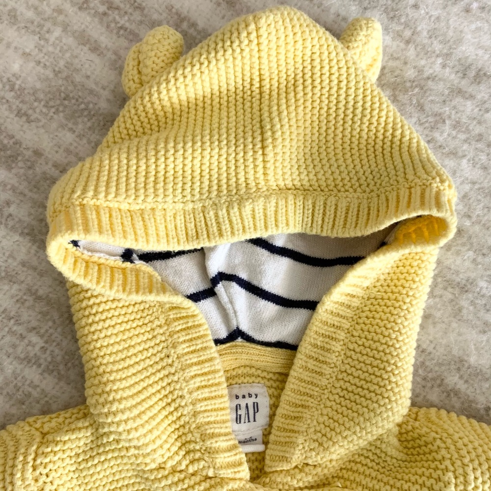Baby Gap Garter Knit Hooded Sweater 3-6 months - Picture 4 of 7